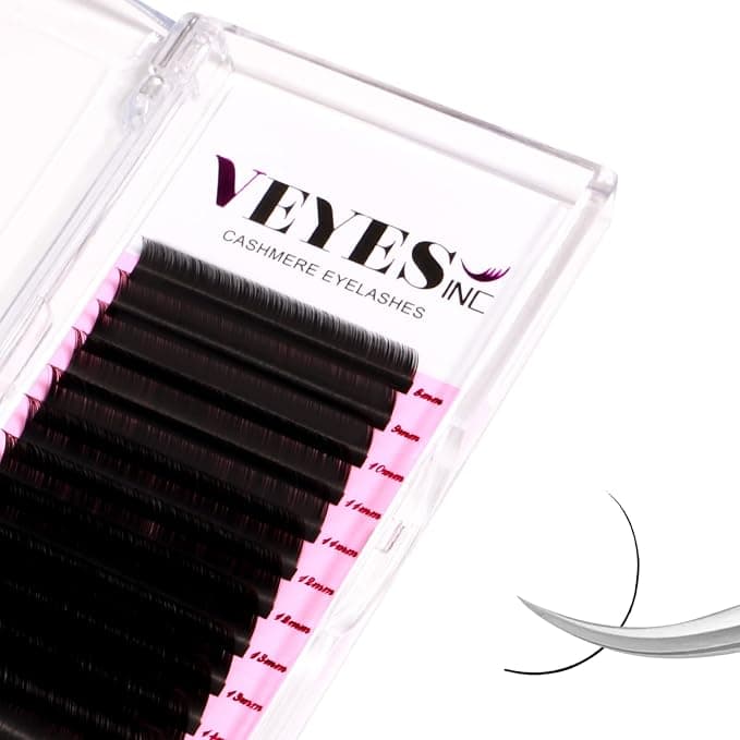 VEYES INC Cashmere Volume Lash Extensions Tray – C/CC/D/DD/LD/L/B/J/M Curls, 0.03-0.20 Thickness, 5-25mm Super Matte Black